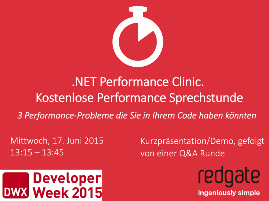 Kostenlose .NET Performance Sprechstunde mit Andre Kraemer auf der Developer Week 2015